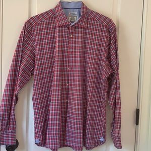 Jos A Banks tailored fit red plaid button down